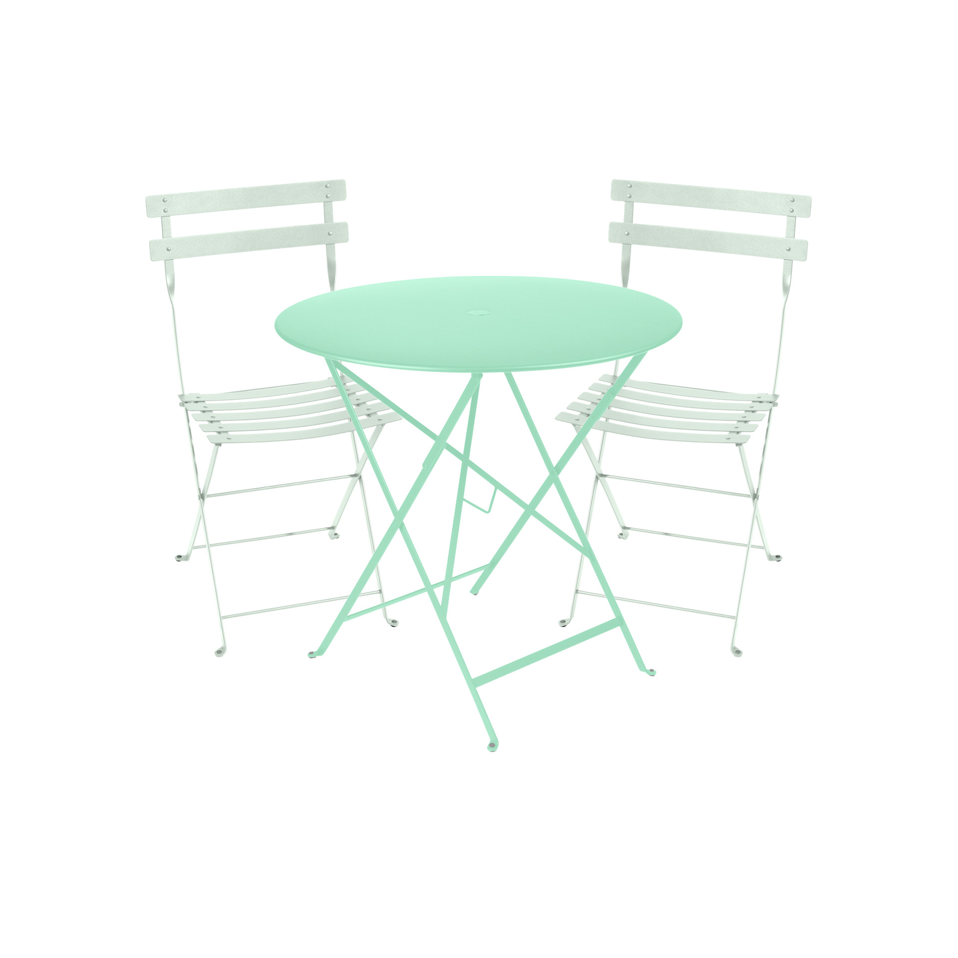 30" Bistro Table in Opaline and 2 Bistro Chairs in Ice Mint